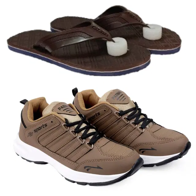 Combo of Flipflops with Sports Shoes for Men, Set of 2 (Multicolor, 7)