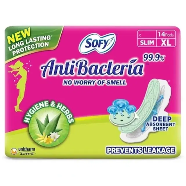 Sofy AntiBacteria Extra Long Sanitary Pads 14 Pieces