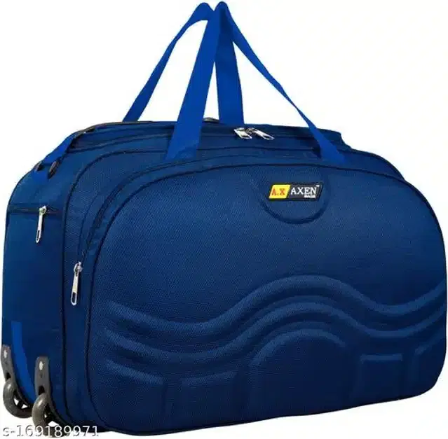 Polyester Trolley Duffel Bag for Men & Women, Navy Blue