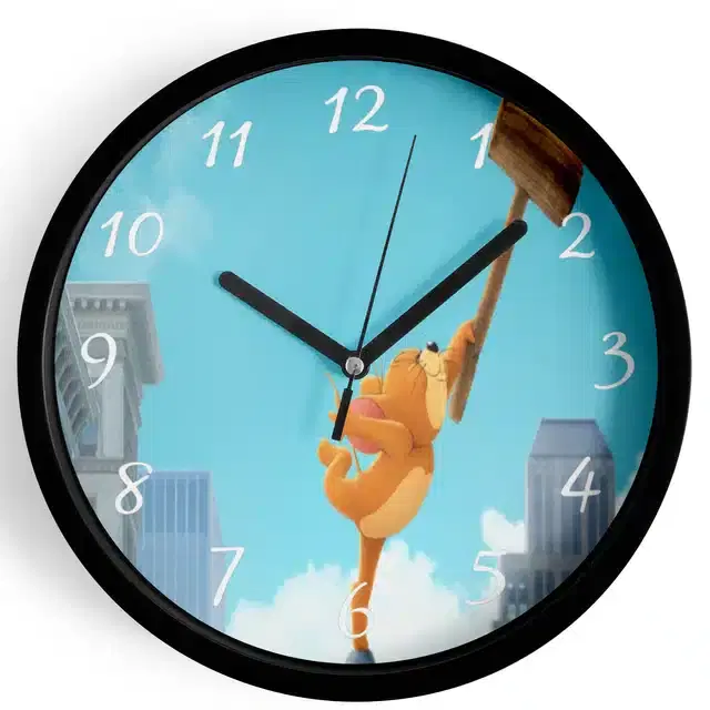 Analog Tom & Jerry Wall Clock for Home, Black, 7 Inches