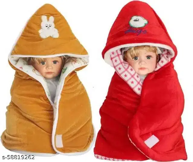 Baby Sleeping Bag, Red & Mustard, Pack of 2