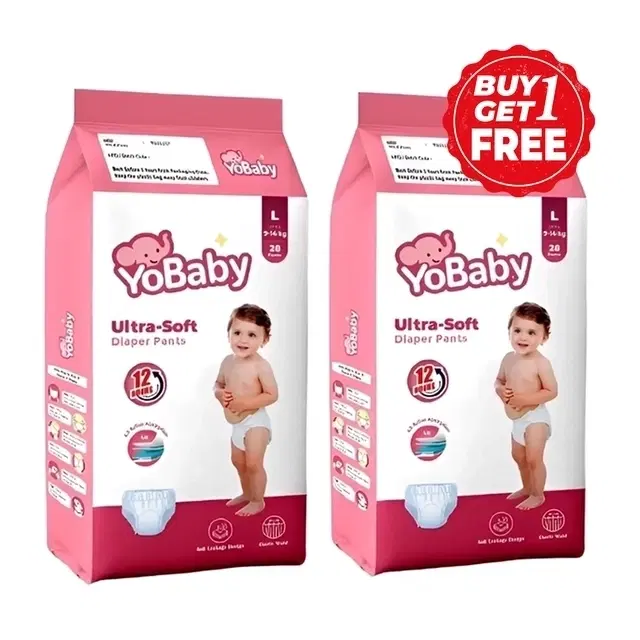Yobaby Baby Diapers L - 2X28 Pcs (Buy 1 Get 1 Free)