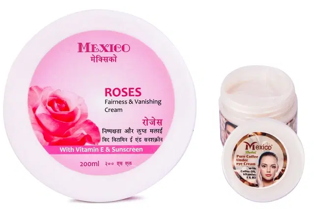 Maxico Herbs Rose Fairness Cream with Coffee Under Eye Cream, Pack of 2