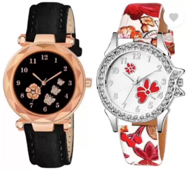 Analog Watch for Women & Girls, Pack of 2 (Multicolor)