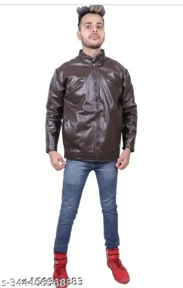 Leather Jacket for Men (Dark Brown, XL)