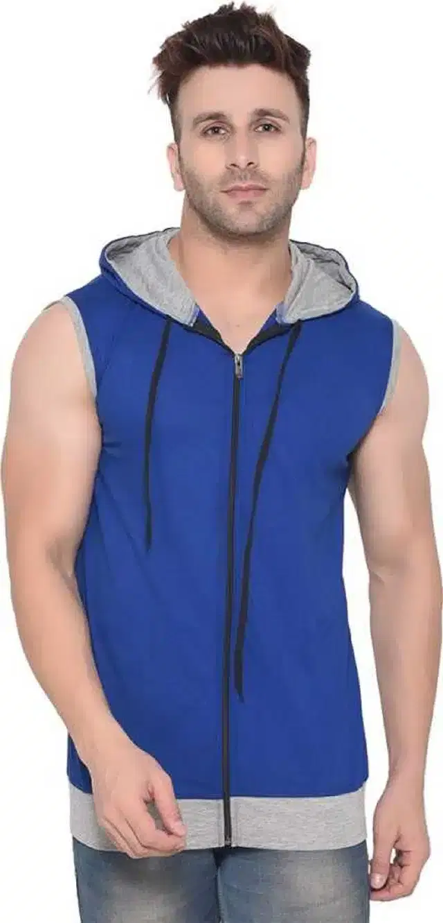 Sleeveless Sweatshirt for Men (Blue, S)