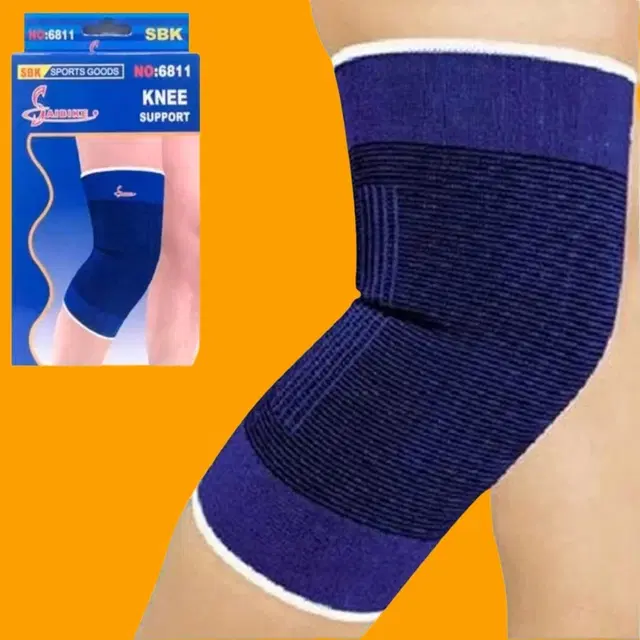 Polyester Solid Knee Sleeves for Women, Blue, Set of 1