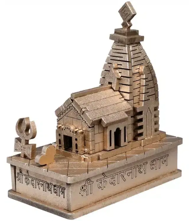 Wooden 3D Kedarnath Temple Showpiece, Multicolor