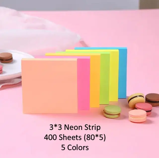 Paper Neon 80 Pcs Sticky Notes, Multicolor, 3x3 inches, Pack of 5