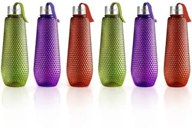 Plastic Water Bottle, Pack of 6, Multicolor, 1000 ml