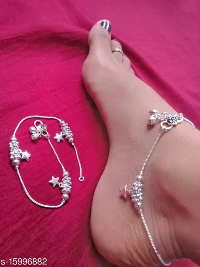 German Silver Anklet for Women, Set of 1 (Silver)