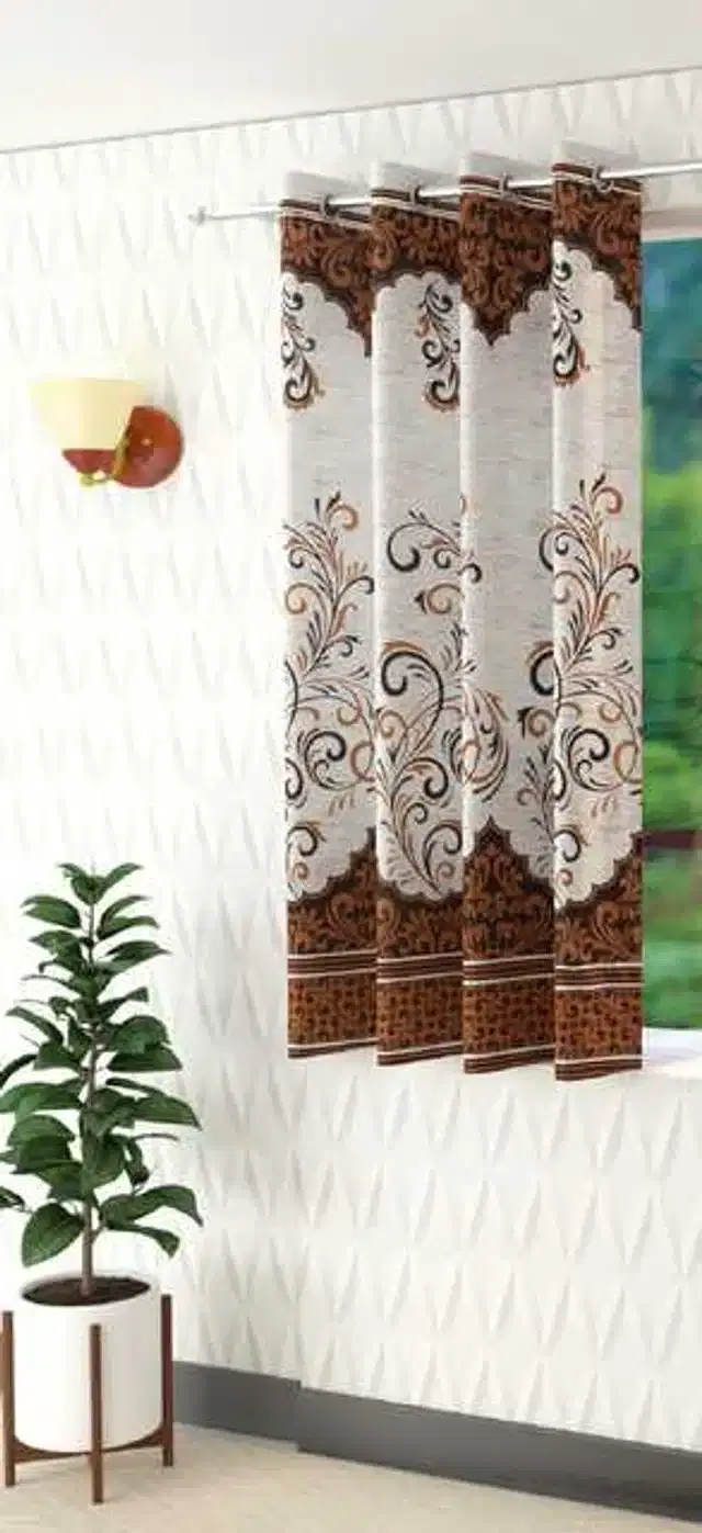 Window Curtain, Brown, 4X5 Feet