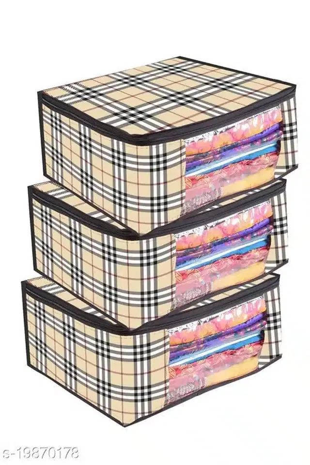 PVC Foldable Under Bed Storage, Multicolor, Pack of 3