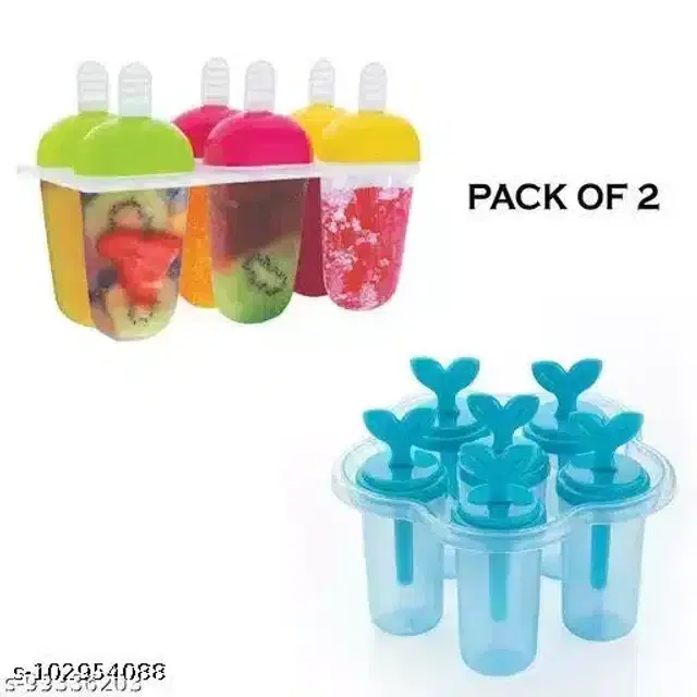 Plastic Ice Cream Mould Tray, Pack of 2, Multicolor