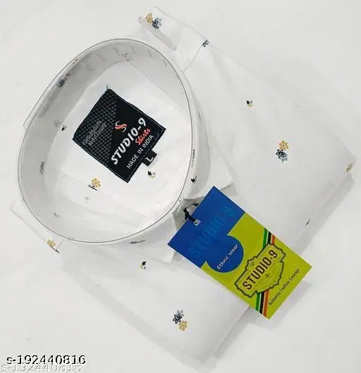 Cotton Blend Printed Shirt for Men, White (L) Pack of 1