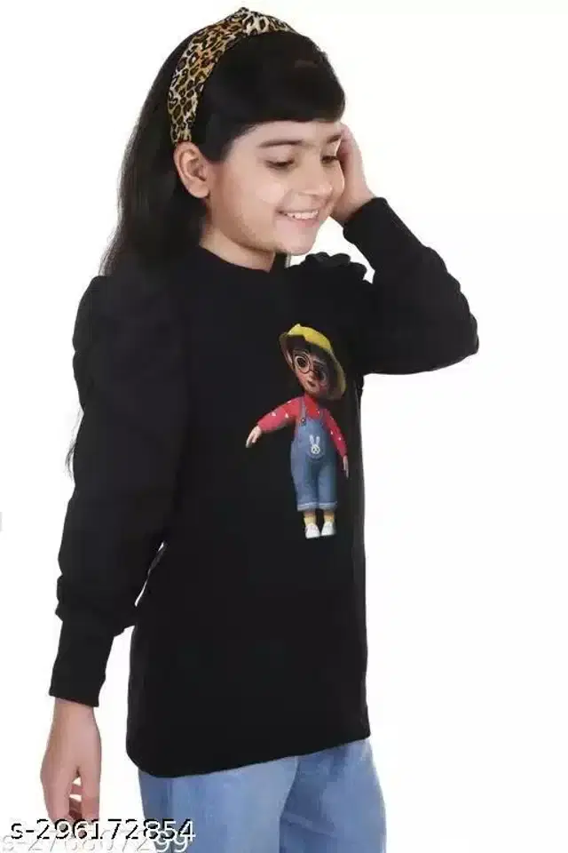 Full Sleeves Top for Girls (Black, 4-5 Years)