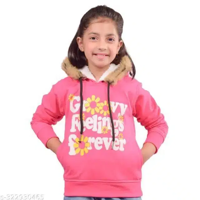 Full Sleeves Hoodies for Girls (Peach, 3-4 Years)