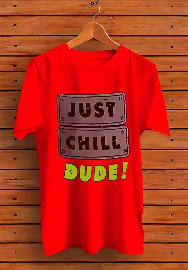 Half Sleeves Printed T-shirt for Men (Red, S)