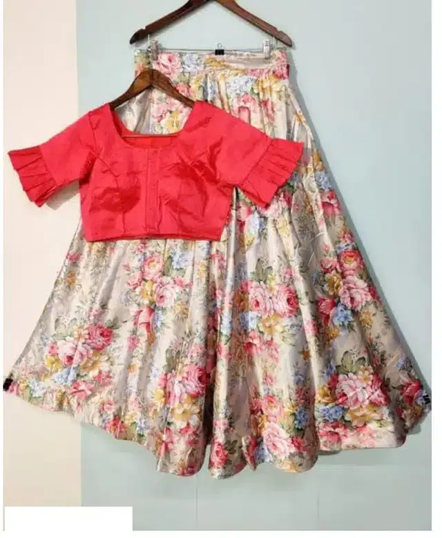 Digital Printed Unstitched Lehenga Choli for Women (Multicolor)