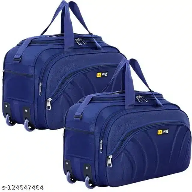Polyester Trolley Duffel Bag for Men & Women, Navy Blue, Pack of 2