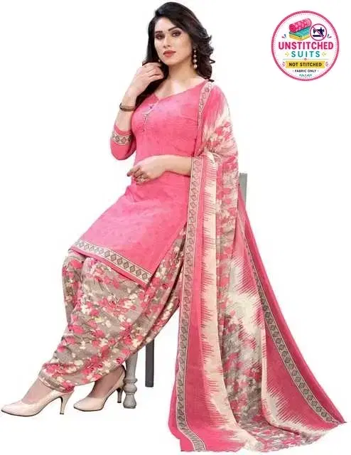 Yashika Unstitched Crepe Salwar Suit Material (Pink) (Y-387)