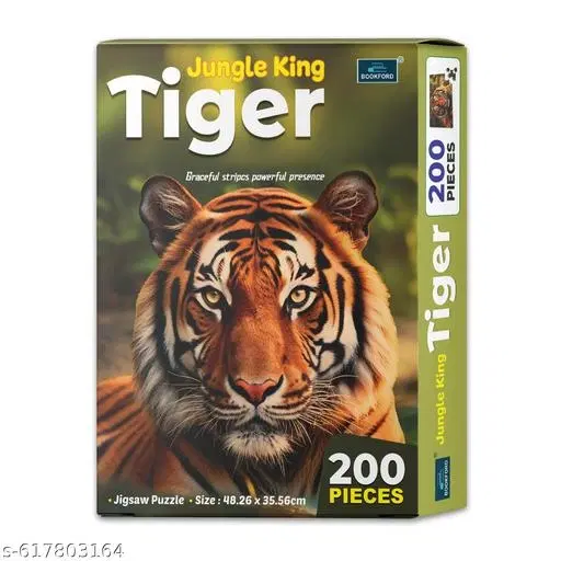 “Jungle King Tiger Jigsaw Puzzle for Kids – Educational Wildlife Puzzle, Brain-Boosting, Fine Motor Skills, STEM Learning, Screen-Free Activity, Birthday Gift & Homeschool Fun”