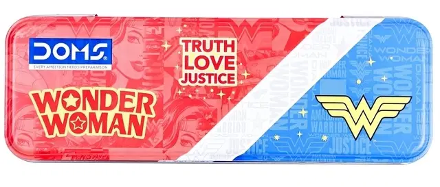 Doms Wonder Woman Theme Metal Body Double Compartment Pencil Box