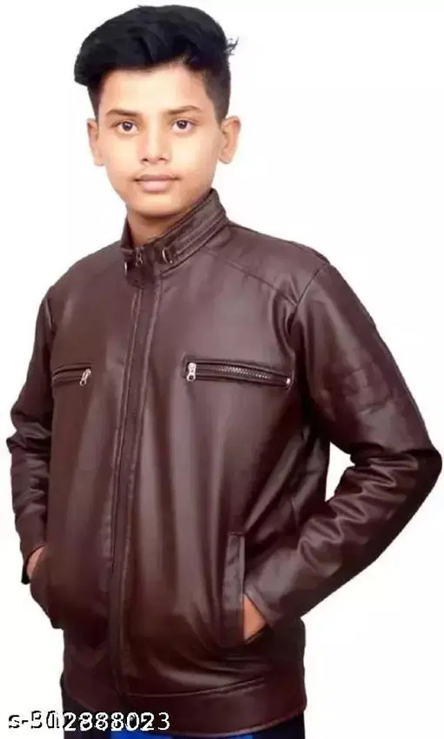 Polyester Jacket for Boys (Brown, 2-3 Years)