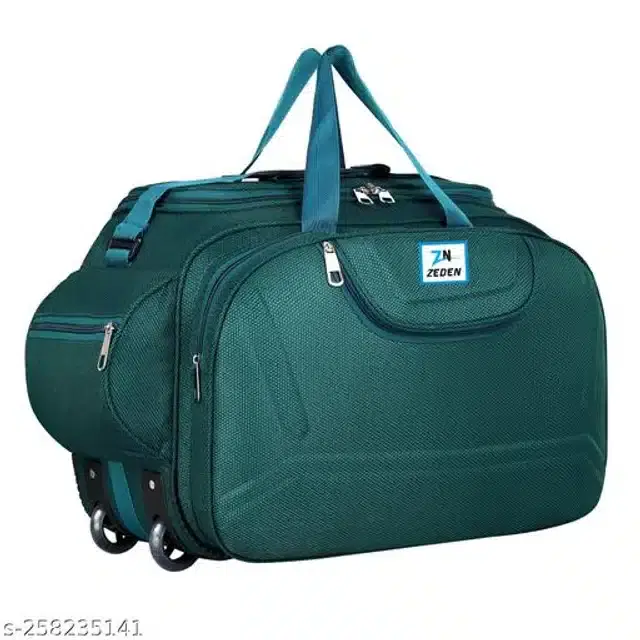 Polyester Strolley Duffel Bag, Teal, 40 L