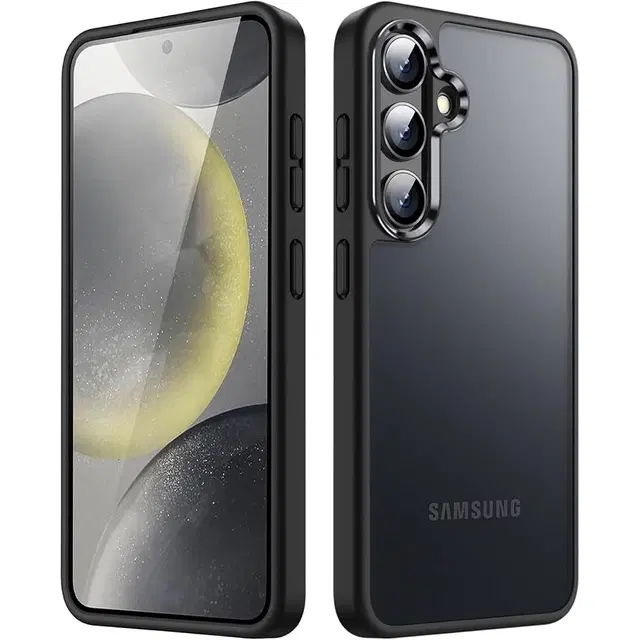 Aramid Fiber Transparent Hybrid Hard Bumper Mobile Back Cover for Samsung Galaxy S24, Black