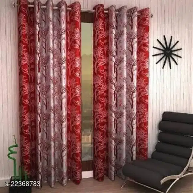 Curtains for Door, Red, 7x4 feet, Pack of 2