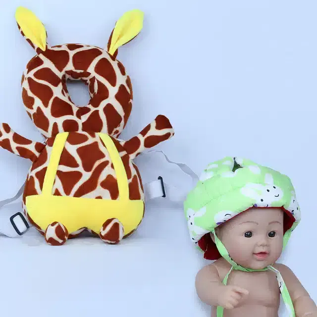 Infants Head & Back Safety Protector Pillow and Safety Helmet, Pack of 2 (Multicolor)