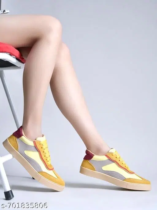 Solid Synthetic Slip-on Sneakers for Women (Multicolor, IND-3)