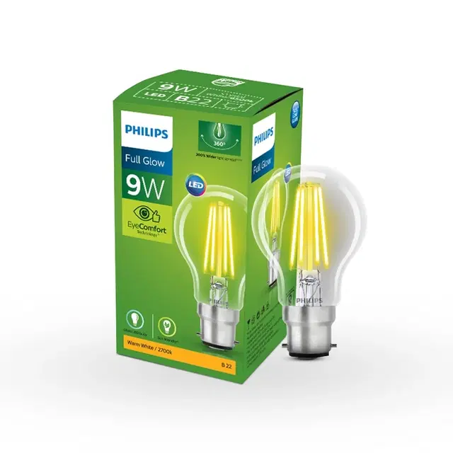 Phillips 9W WARM WHITE FILAMENT LED BULB  (1 PC)