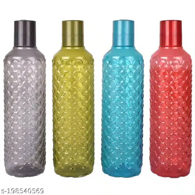 Plastic Water Bottles Set, Pack of 4, Multicolor, 1000 ml