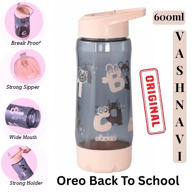 Plastic Water Bottle For Kids ,Multicolour ,(600ML) , Pack Of 2