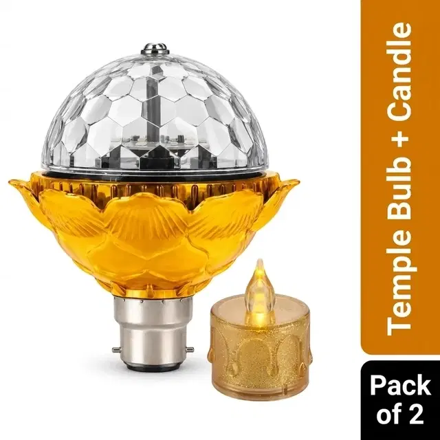 Red Temple Bulb + Flameless & Smokeless Transparent Electric Candle (Combo Pack of 13)