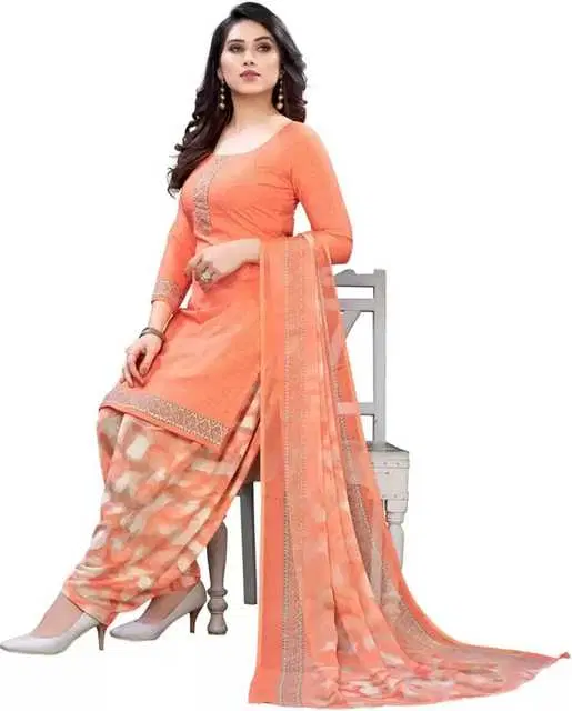 Sharda Creation Women's Dress Material (Orange) (SC13)