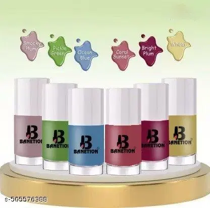 Banetion Matte Nail Polish, Multicolor, Pack of 6