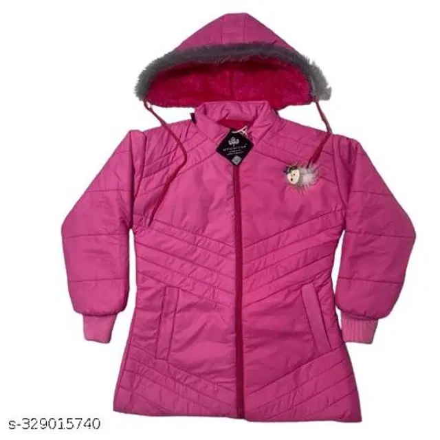 Polyester Jacket for Girls (Pink, 6-7 Years)