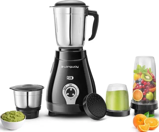 Longway 555W Juicer Mixer Grinder (3 Jars, Black)
