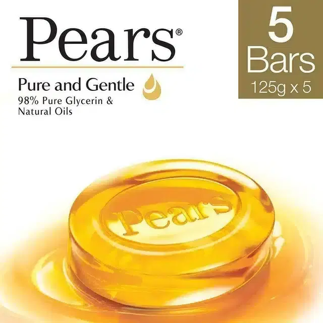 Pears Pure & Gentle Glycerin & Natural Oils Soap 5X125 g (Buy 4 Get 1 Free)