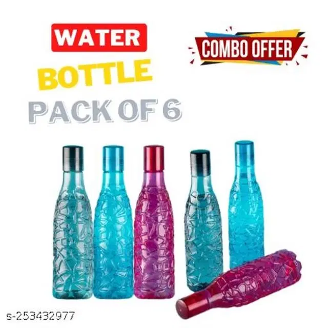 Plastic Water Bottles, Multicolor, 1000 ml, Pack of 6