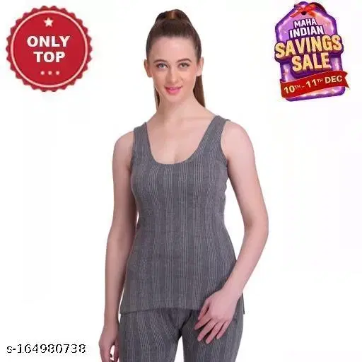 Woolen Thermal Top for Women (Dark Grey, XS)