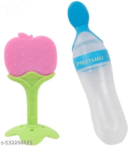 Soft Silicone Spoon Feeding Bottle 90 Ml With Silicone Fruit Teether