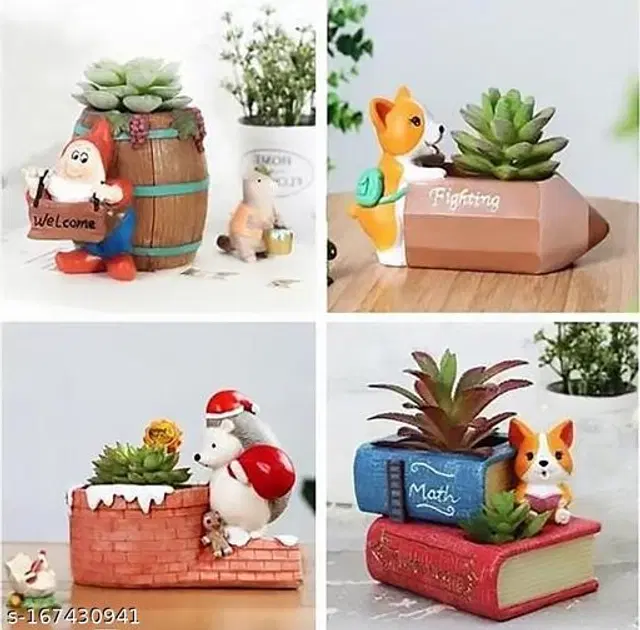 Terracotta Décorative Showpiece for Homen & Office, Multicolor, Pack of 4