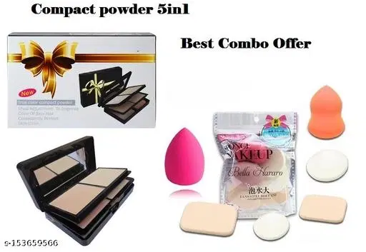 5in1 Compact Powder  6 type Pics Makeup  Spounge Puff