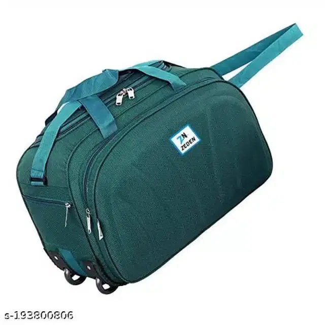 Polyester Strolley Duffel Bag, Teal, 40 L