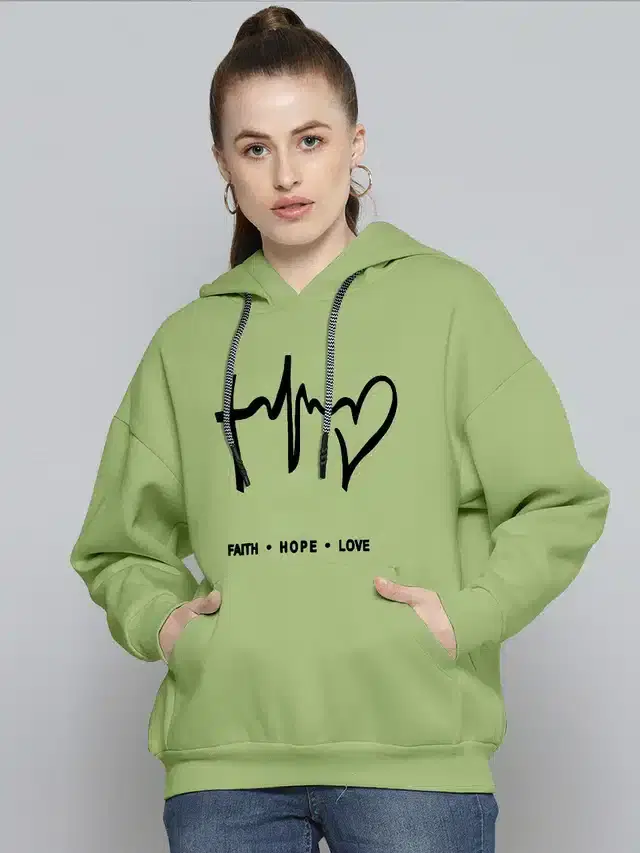 Hooded Sweatshirt for Girls (Olive, S)