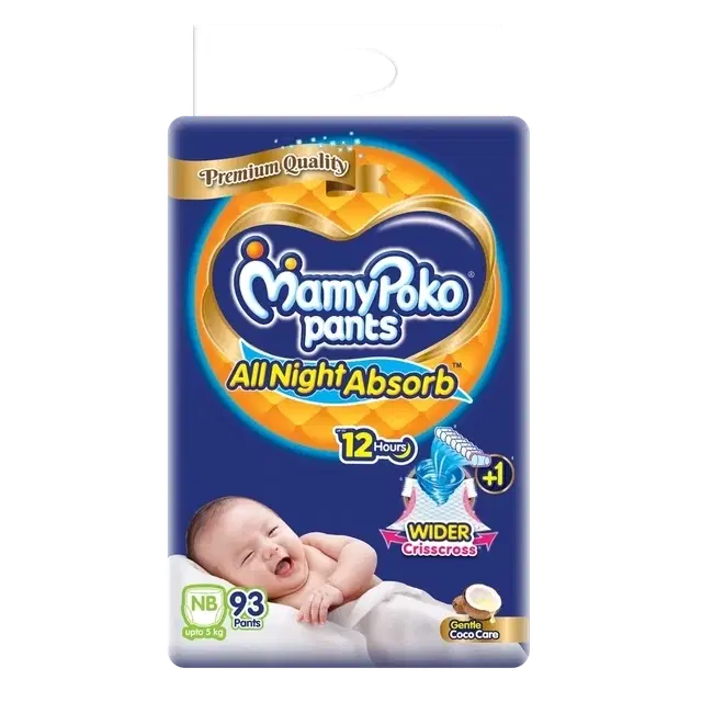 Mamypoko Pants Premium All Night Absorb Pant Style Baby Diapers New Born (xs)- 93 Pants